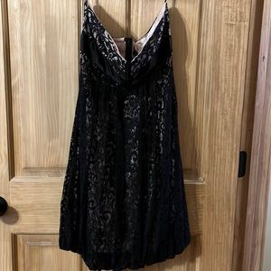 Black strapless lace dress